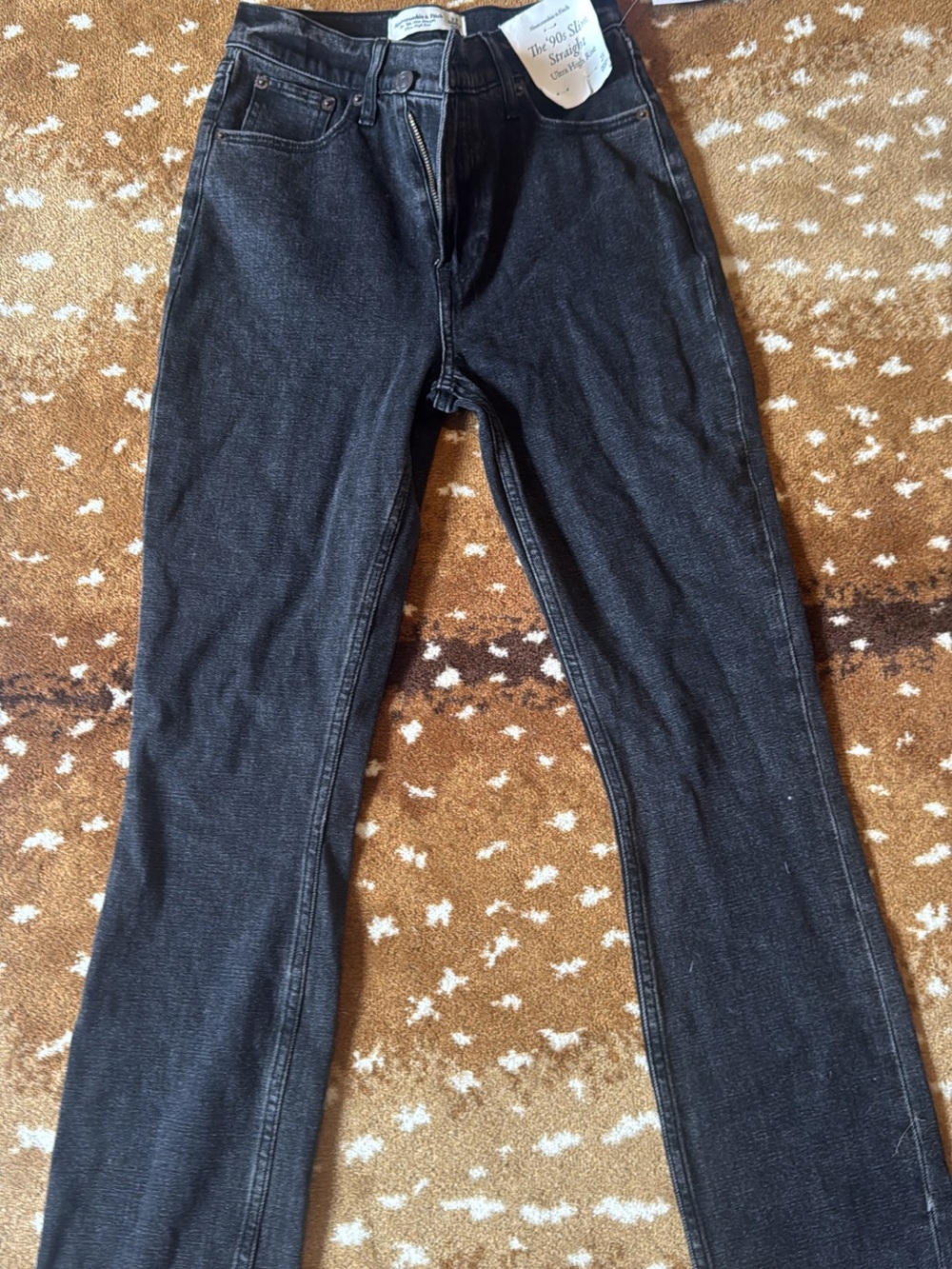 Abercrombie & Fitch Dark Gray Straight-Leg Jeans